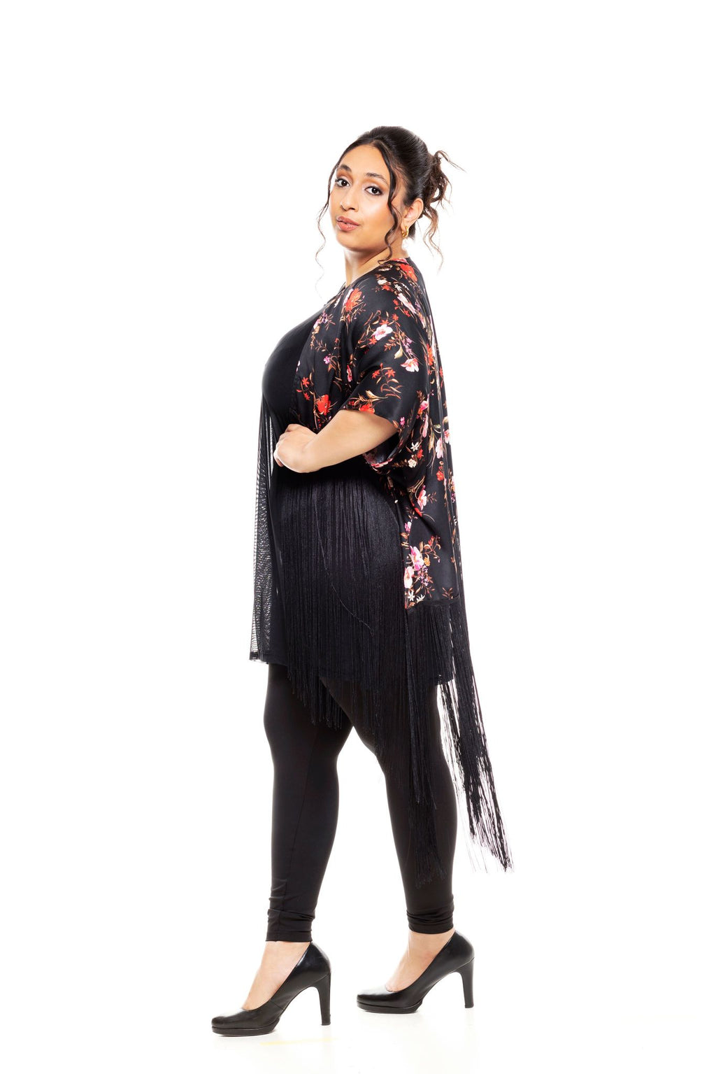 Kimono Satín Dark Flowers 50cm Kögur