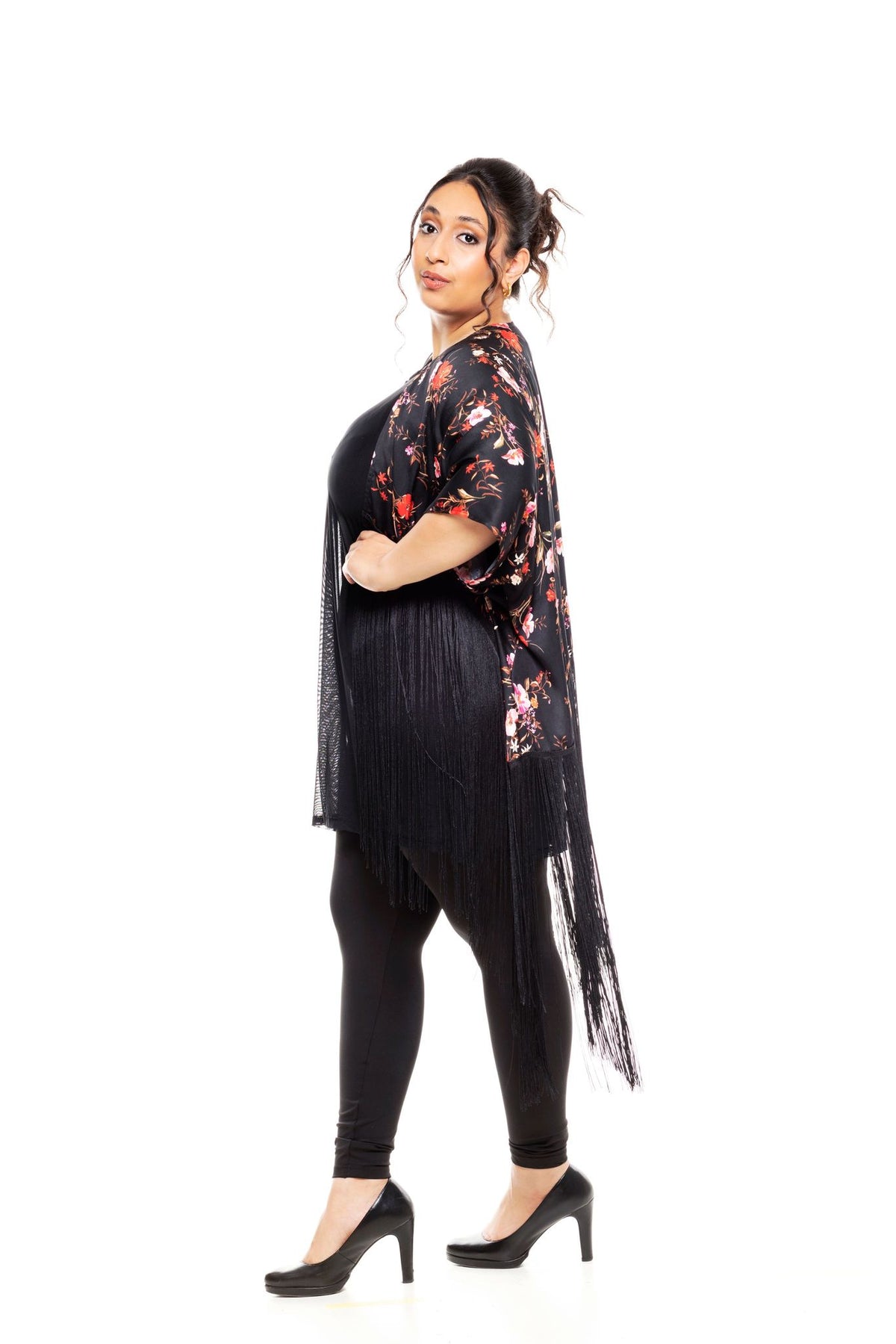 Kimono Satín Dark Flowers 50cm Kögur