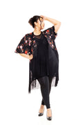 Kimono Satín Dark Flowers 50cm Kögur