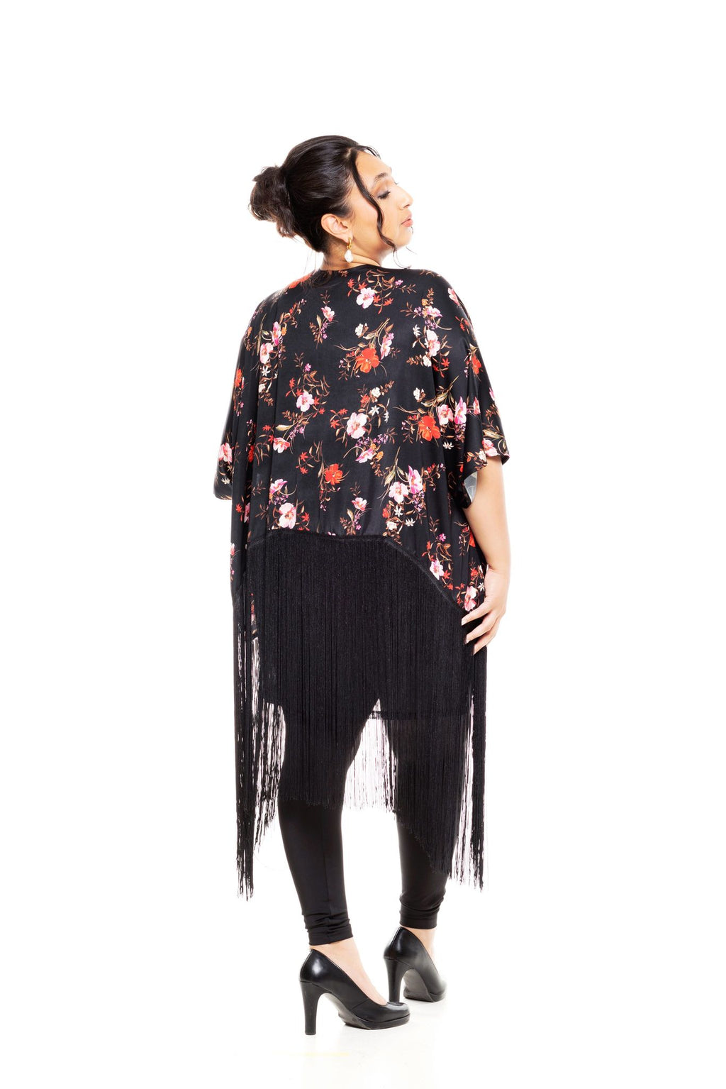 Kimono Satín Dark Flowers 50cm Kögur