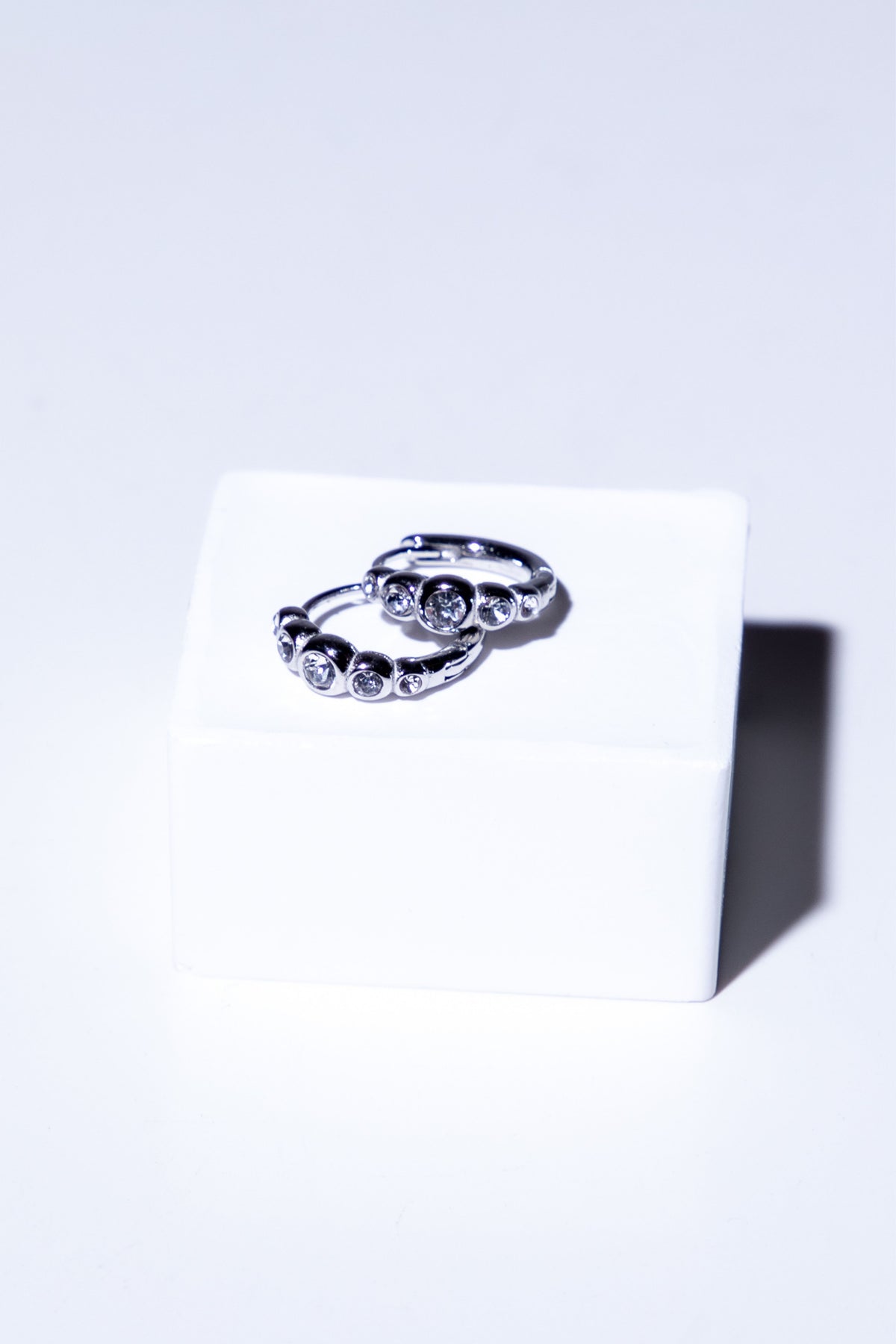 Half Stone Hoops Silfur