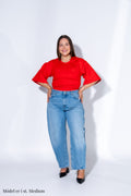 Fitted Mandarin Crop T-Shirt