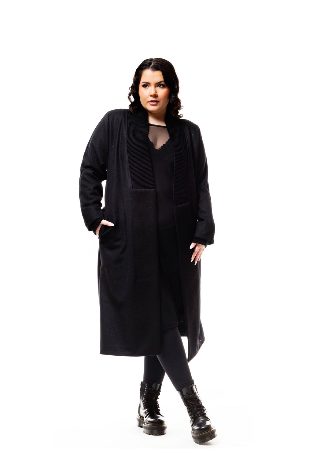Rösk Ullarkápa Svört