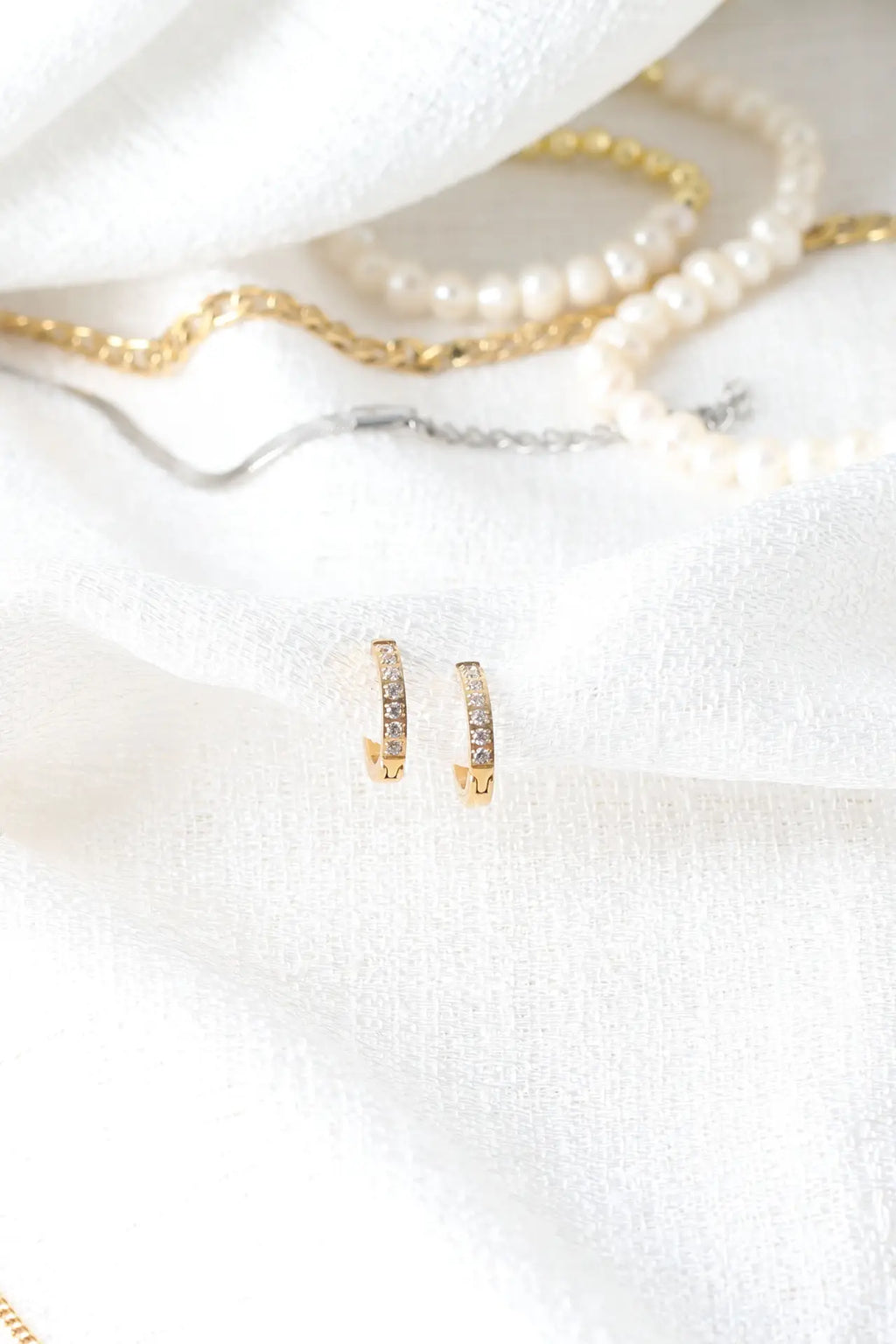 Anna Small CZ Hoops Gull