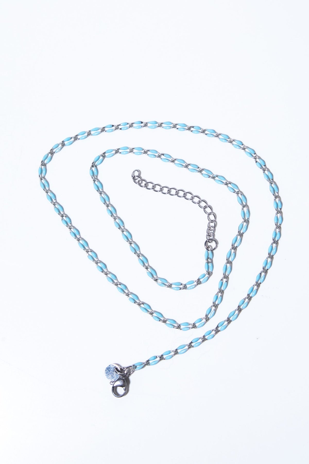 Fine Enamel Blue Silver Chain