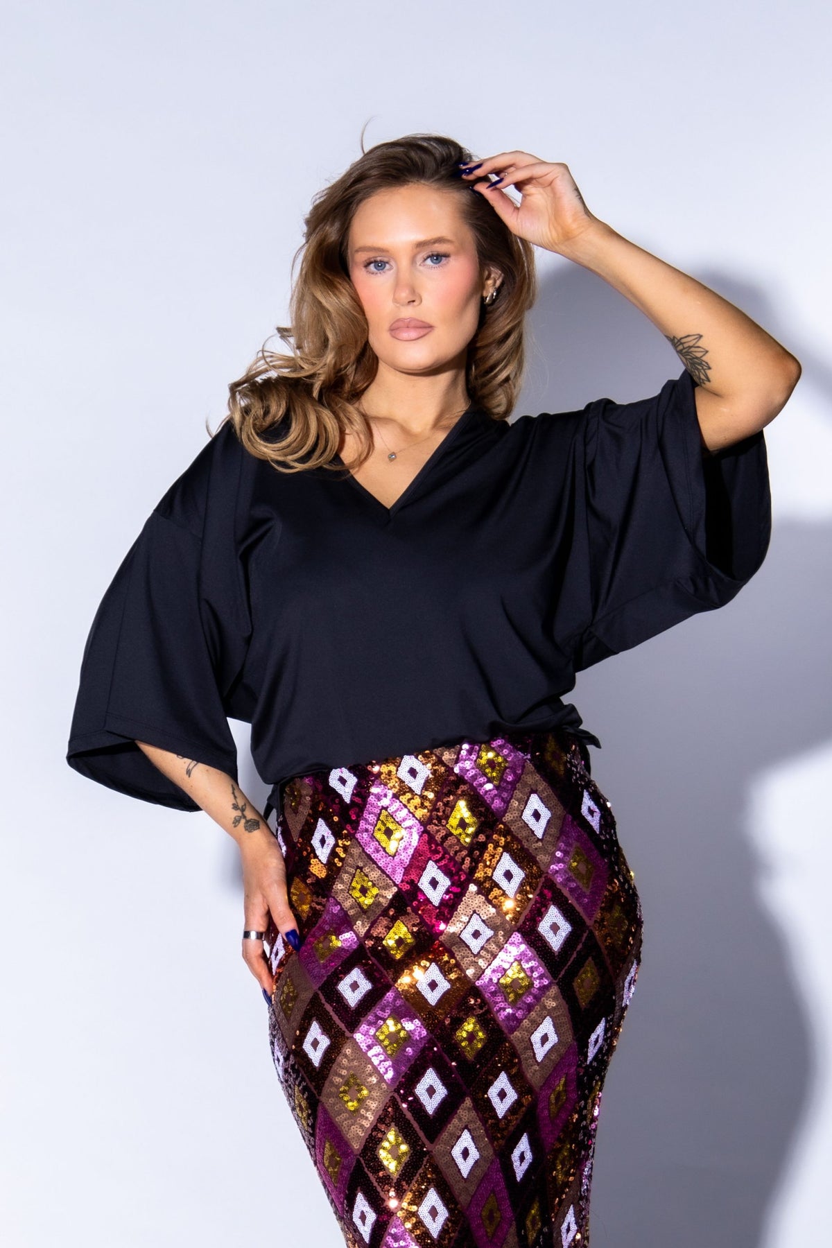 Fitted Svartur Crop T-Shirt
