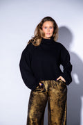 Glam Crop Knit Svört Peysa