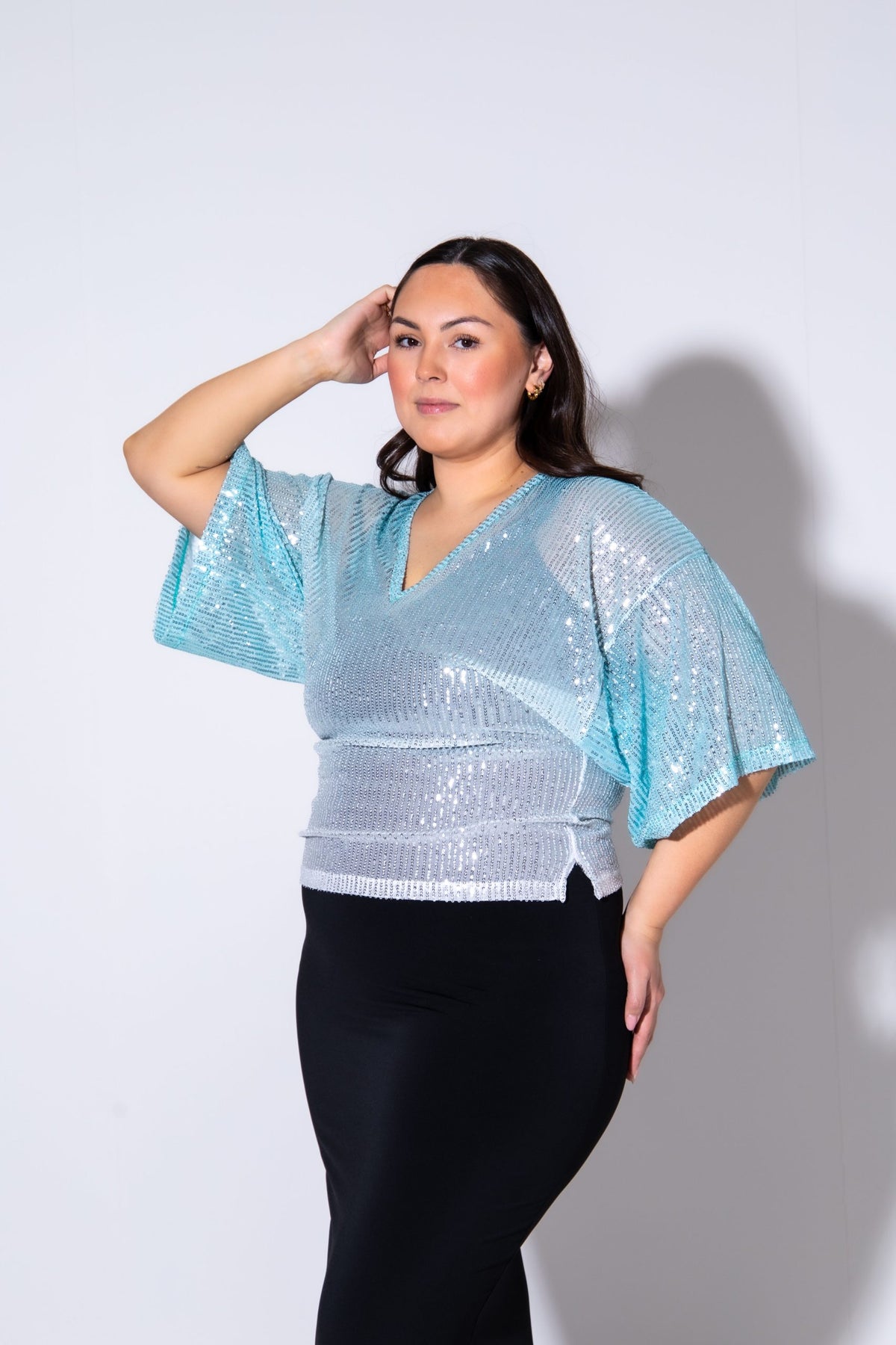 Pallíettu Crop T-Shirt Cloudy Mint
