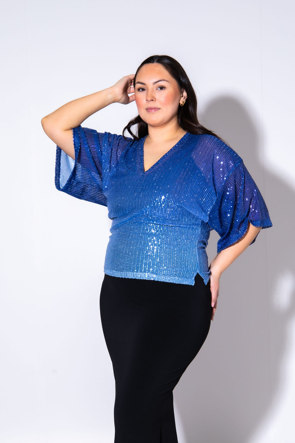 Pallíettu Crop T-Shirt Blueberry Fade