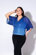 Pallíettu Crop T-Shirt Blueberry Fade
