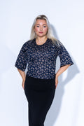 Fitted Blár LEO Crop T-Shirt