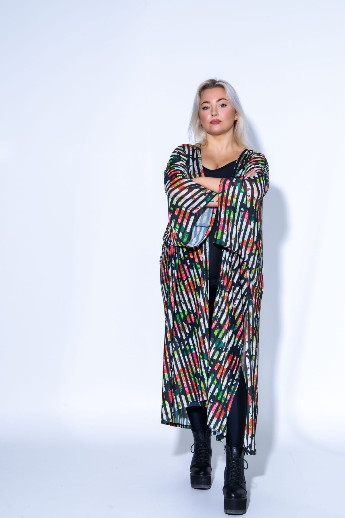 Striped Flower Kimono Oversized XL