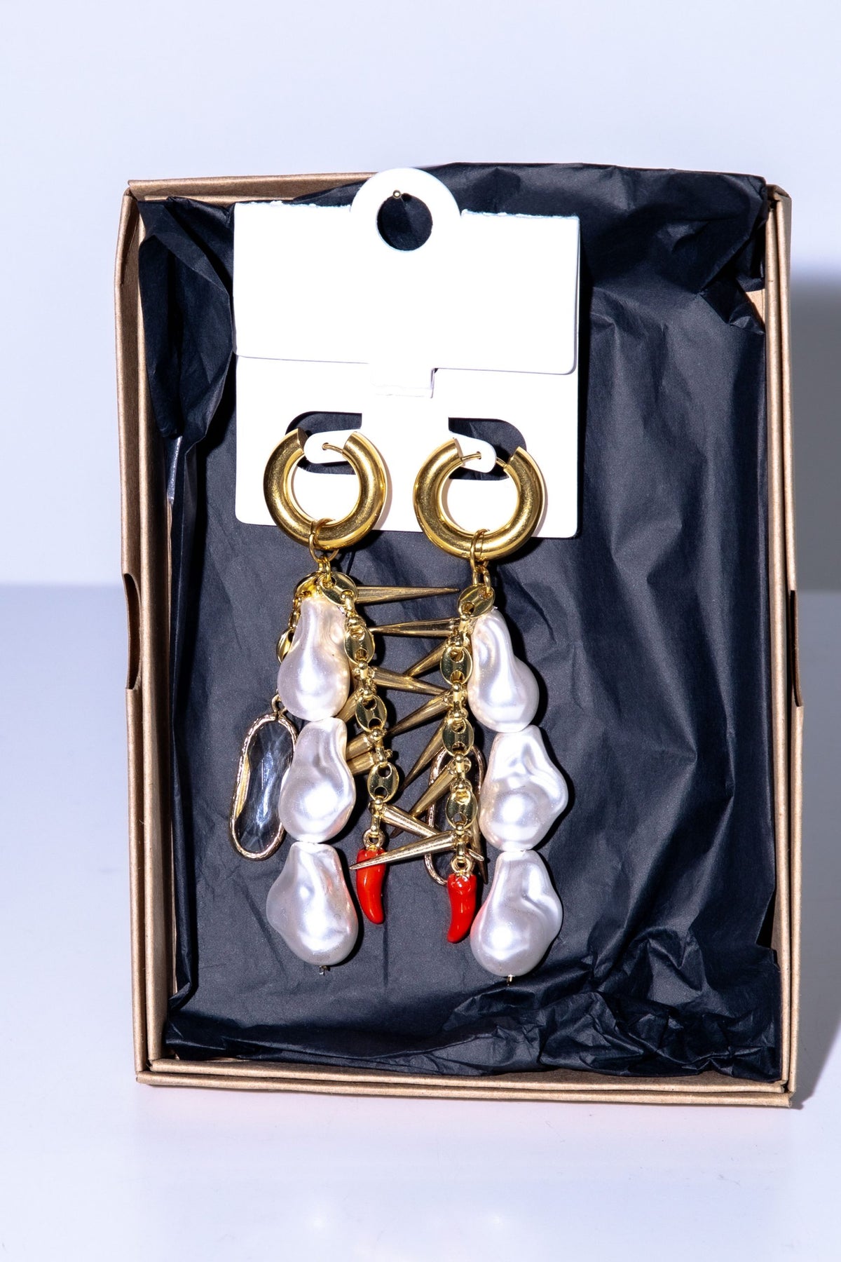 Triple Pearl Statement Hoops