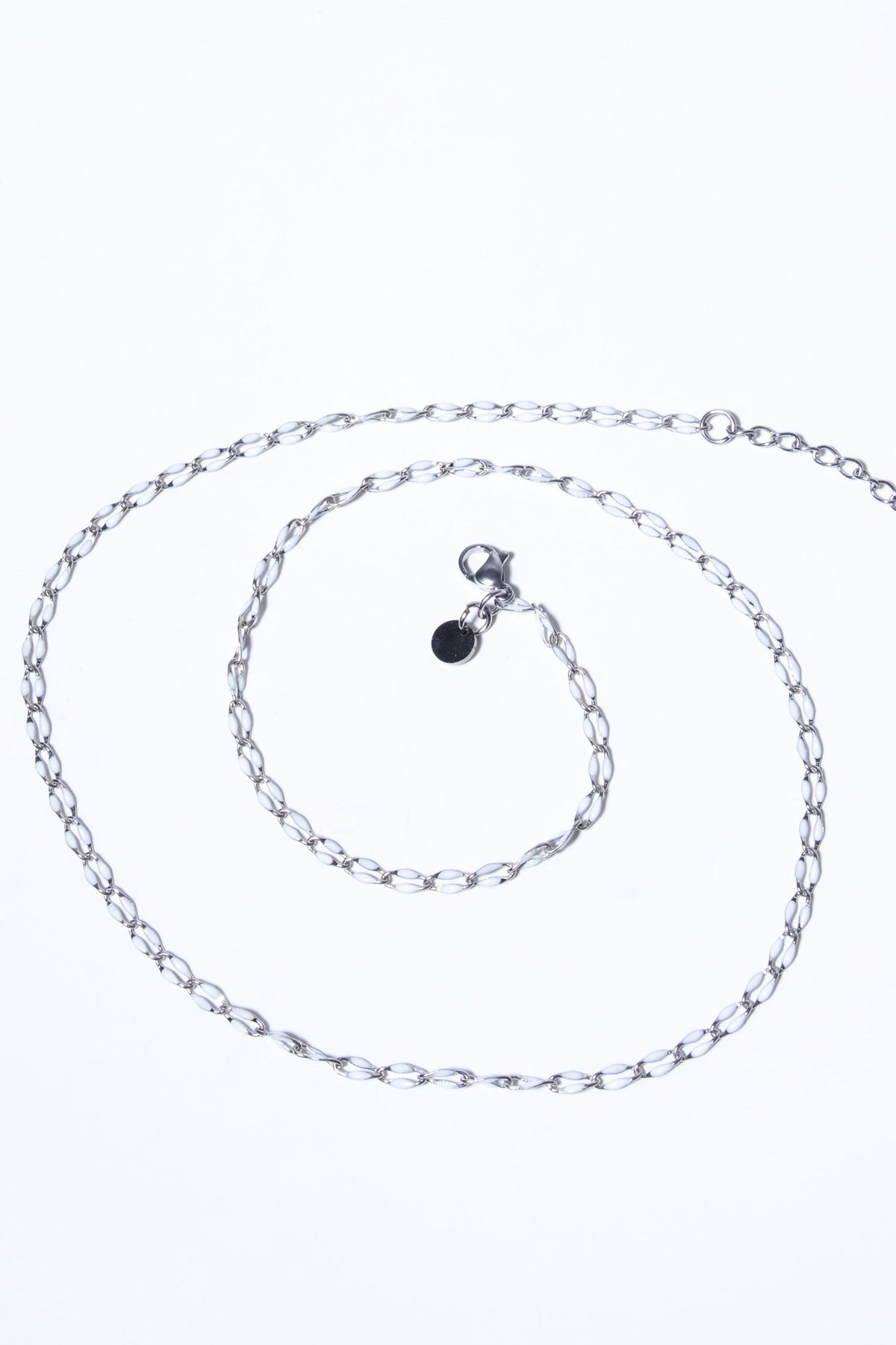 Fine Enamel White Silver Chain